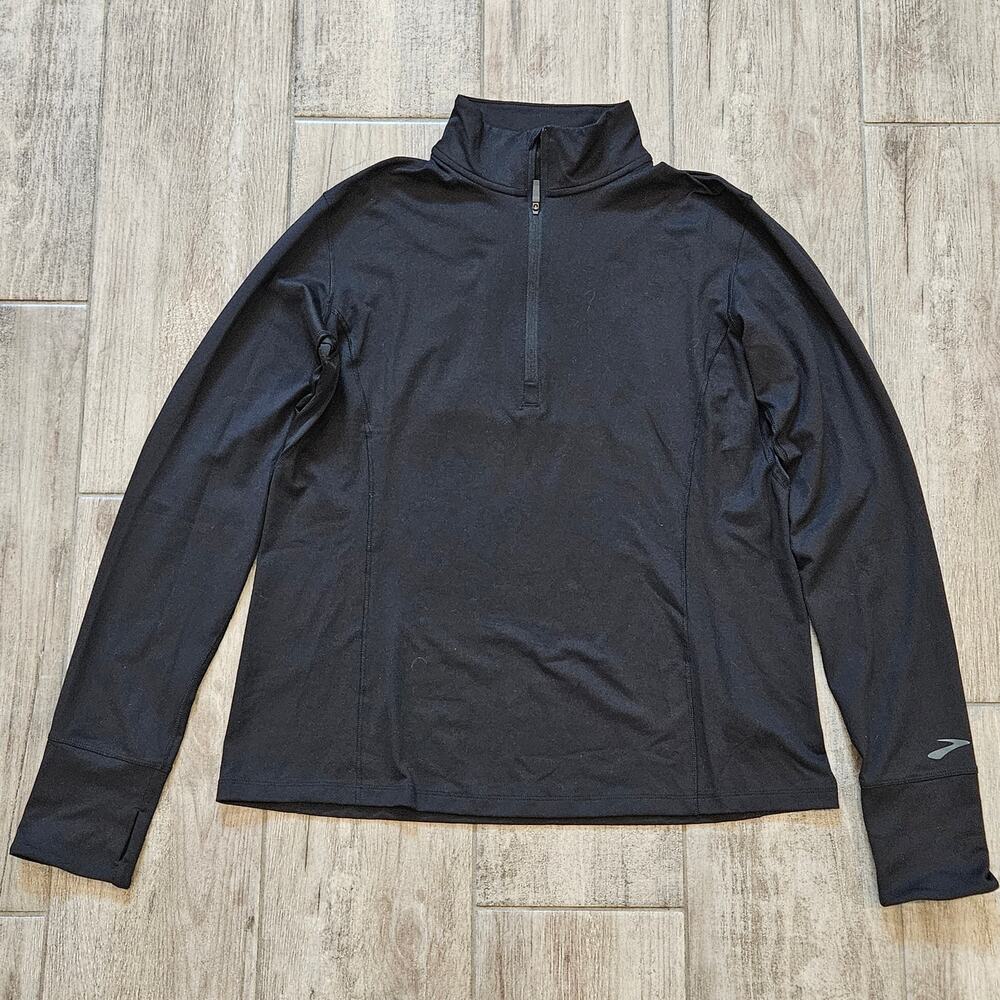 Brooks Dash‎ 1/4 Zip 3.0 Running Top Women XL Black Long Sleeve Performance Wick